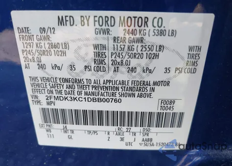 2013 Ford Edge Limited from USA, damaged, VIN 2FMDK3KC1DBB00760